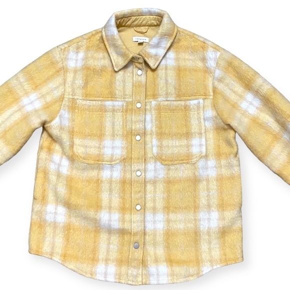 TOPSHOP Wool Overshirt Shacket In Yellow Plaid - Size 8-10 - Picture 6 of 13